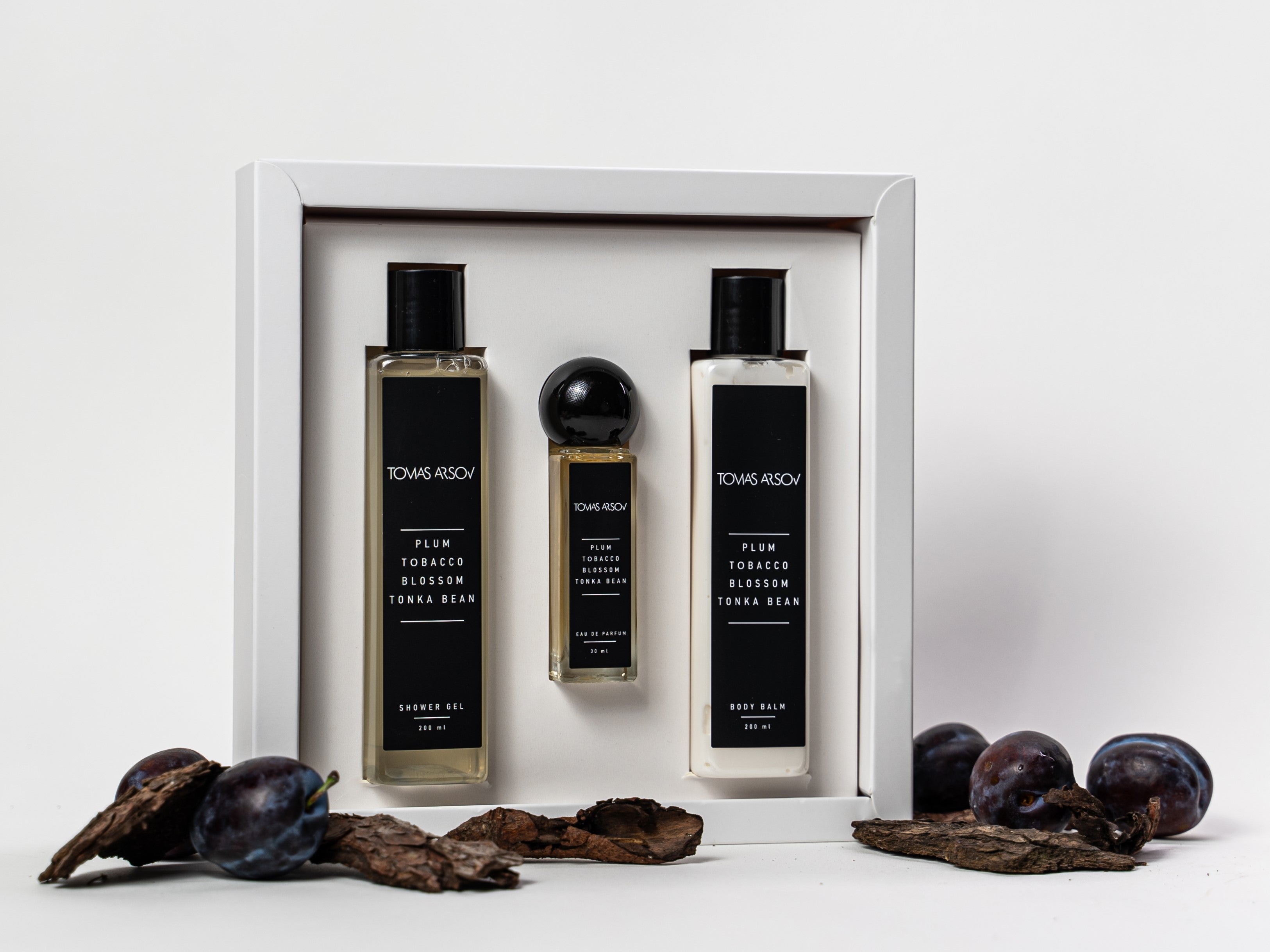 Gift box TOMAS ARSOV PLUM TOBACCO Perfume + Shower gel + Body lotion unisex